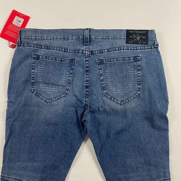 NWT True Religion Rocco Moto No Flap Relaxed Skinny Jeans Mens 44 Trophy Blue - Picture 4 of 15
